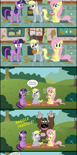apple basket blonde_hair container cutie_mark feathered_wings feathers female feral food fruit fur grass green_eyes grey_body grey_feathers hair horn melon muffin_man multicolored_hair nom outside parody picnic pink_hair plant purple_body purple_eyes purple_fur purple_hair quadruped shrub tail text tree two_tone_hair watermelon watermelon_slice wings yellow_eyes danleman14 cartoon_network friendship_is_magic hasbro my_little_pony mythology the_grim_adventures_of_billy_and_mandy derpy_hooves_(mlp) fluttershy_(mlp) twilight_sparkle_(mlp) equid equine horse mammal mythological_creature mythological_equine pegasus pony sasquatch unicorn absurd_res comic crossover english_text hi_res