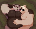 age_difference anthro anthro_on_anthro armpit_hair barazoku bed belly belly_rub biceps black_body black_fur body_hair bouncing_belly brown_body brown_fur cuddling duo eyes_closed fur furniture grey_body grey_fur happy_trail headpat heart_symbol male male/male musclegut muscular muscular_anthro muscular_male navel nude on_bed overweight overweight_anthro overweight_male pecs pubes smile under_covers whiskers white_body white_fur sadness3verde3n echo_(series) echo_project the_smoke_room nikolai_krol samuel_ayers badger cougar european_badger felid feline mammal meles mustelid musteline 2022 animated digital_media_(artwork) loop no_sound pixel_(artwork) pixel_animation short_playtime webm