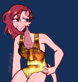 anthro hair horn male pink_body red_eyes red_hair solo hellscap3 fallout microsoft mythology easy_pete sambal amphibian humanoid mythological_creature mythological_salamander mythological_scalie salamander scalie alpha_channel
