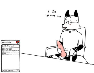 animal_genitalia animal_penis anthro armwear balls big_balls big_penis bodily_fluids canine_genitalia canine_penis clothing collar dripping eyewear femboy genital_fluids genitals glasses holding_penis huge_penis knot leaking_precum long_socks male nerd penis precum precum_drip solo text throbbing throbbing_penis vein veiny_penis foxfreeguy roddy_(foxfreeguy) canid canine fox mammal absurd_res english_description english_text hi_res
