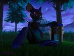 anthro belly belly_expansion big_belly black_body black_fur bloated chug_jug chug_jug_expansion exhausted expansion female fur inflation liquid_inflation necktie red_eyes sitting sitting_on_ground solo epic_games fortnite camille_(fortnite) mammal mouse murid murine rat rodent 4:3