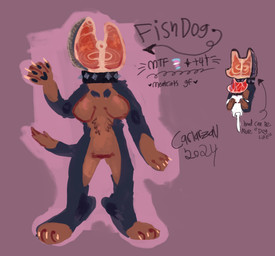 ambiguous_gender anthro beef breasts brown_body collar collar_only female food for_a_head fur gore hair maroon_background meat nude raw_meat salmon_(food) simple_background solo spiked_collar spikes steak studded_collar studs tail text visibly_trans white_body white_fur year pinatareaper fish_dog_(pinatareaper) meat_cat_(pinatareaper) canid canine canis dobermann domestic_dog felid feline food_creature mammal meat_creature meat_head object_head pinscher 2024 character_name digital_media_(artwork) english_text hi_res model_sheet trans_(lore) trans_man_(lore) trans_woman_(lore)