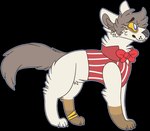 2017 alpha_channel ambiguous_gender anklet blue_eyes blue_outline bow_tie brown_markings canid canine canis claws clothed clothed_feral clothing digital_drawing_(artwork) digital_media_(artwork) digitigrade domestic_dog eyebrows feral feral_with_hair flat_colors full-length_portrait fur grey_body grey_fur grey_hair grey_inner_ear grey_inner_ear_fluff grey_nose hair inner_ear_fluff jaspering jewelry mammal markings outline pattern_clothing pattern_topwear pattern_vest paws portrait pupils red_bow_tie red_clothing red_topwear red_vest simple_background snout solo standing striped_clothing striped_topwear striped_vest stripes tail topwear transparent_background tuft vest whisker_spots white_pupils yellow_sclera