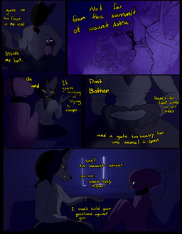 age_difference anthro blue_eyes bottomless bottomless_female butt clothed clothing collar collar_only dialogue duo facial_scar female fortress genitals kidnapping landscape larger_female light male male/female moonlight mountain nude older_female scar size_difference vulva yellow_eyes younger_male privvys-art keta_(privvy) miguel_(privvy) canid canine fox mammal mouse murid murine red_fox rodent silver_fox true_fox absurd_res comic hi_res