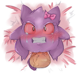accessory blush bodily_fluids bow_(feature) bow_accessory bow_ribbon crying duo eyelashes faceless_character faceless_male female female_focus first_person_view genitals hair_accessory hair_bow hair_ribbon humanoid_genitalia humanoid_penis interspecies looking_at_viewer male male/female not_furry penis pokephilia red_eyes ribbons sex solo_focus tears teeth vein unknown_artist nintendo pokemon poketoon generation_1_pokemon gengar ghost human mammal pokemon_(species) spirit hi_res