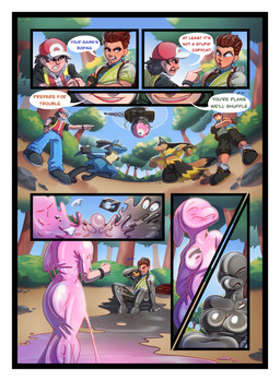 aircraft black_goo border breasts clothed clothing forest forest_background fully_clothed goo_transformation group helicopter male nature nature_background pink_goo plant text transformation tree vehicle white_border sjevi xestyus nintendo palworld pocketpair pokemon anubis_(pal) generation_4_pokemon human lucario mammal pal_(species) pokemon_(species) comic digital_drawing_(artwork) digital_media_(artwork) english_text hi_res