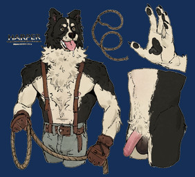 anthro athletic athletic_anthro athletic_male balls black_body black_fur black_nose bodily_fluids bottomwear claws clothing denim denim_bottomwear denim_clothing drooling finger_claws foreskin fur genitals gloves handwear humanoid_genitalia humanoid_penis jeans lasso male neck_tuft nipples pants pawpads penis pubes rope saliva simple_background solo straps tongue tongue_out transparent_background tuft white_body white_fur roamingthrough border_collie canid canine canis collie domestic_dog herding_dog mammal pastoral_dog sheepdog 2024 alpha_channel hi_res