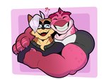 anthro biceps brown_body brown_fur claws clothed clothing duo eyewear front_view fur glasses grey_hair hair happy heart_symbol hug male male/male markings muscular muscular_anthro muscular_male pecs pink_body pink_scales scales simple_background smile tan_body tan_fur teeth teeth_showing tongue randy_d_raccoon cipactli_(character) randy_d_raccoon_(character) dinosaur mammal prehistoric_species procyonid raccoon reptile scalie spinosaurid spinosaurus theropod 4:3 absurd_res bust_portrait digital_media_(artwork) hi_res portrait