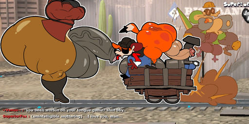 anthro anus armless armor balls beanie big_balls big_butt big_penis black_beanie black_boots black_bottomwear black_clothing black_footwear black_hat black_headwear black_nose black_pants black_shirt black_shoes black_topwear black_vest blue_clothing blue_topwear boots bottomless bottomwear brown_body brown_clothing brown_ears brown_fur brown_jacket brown_topwear butt chat_box clothed clothing cosplay crossed_arms crossover_cosplay dialogue explosion eye_patch eyewear fangs female female_penetrated footwear foreskin fur gameplay_mechanics genitals glans goggles green_body green_scales green_tail group hair hard_hat hat headgear headwear helmet huge_balls huge_butt huge_hips huge_penis huge_thighs humanoid_genitalia humanoid_penis hyper hyper_balls hyper_butt hyper_genitalia hyper_hips hyper_penis hyper_thighs jacket licking licking_tip long_neck looking_pleasured male male/female male/male male_penetrating male_penetrating_female multicolored_body multicolored_fur multicolored_scales muscular muscular_anthro muscular_male on_object oral orange_body orange_fur orange_hair orange_tail outside outside_sex pants partially_clothed pecs penetration penile penile_penetration penis penis_in_vagina penis_lick red_clothing red_shirt red_t-shirt red_topwear scales sex sharp_teeth shirt shoes side_view standing t-shirt tail tan_body tan_fur tan_tail teeth text thick_thighs tongue topwear torn_bottomwear torn_clothing torn_topwear two_tone_body two_tone_fur two_tone_scales two_tone_tail vaginal vaginal_penetration vein veiny_penis vest white_clothing white_shirt white_topwear wide_hips yellow_body yellow_helmet yellow_nose yellow_scales yellow_tail jacky-arts superiorfox team_fortress_2 valve valve_corporation bob_(superiorfox) demoman_(team_fortress_2) engineer_(team_fortress_2) lucy_swallows pyro_(team_fortress_2) soups_(superiorfox) venus_(jacky_arts) alien canid canine canis domestic_cat domestic_dog felid feline felis fox mammal red_fox reptile scalie snake true_fox 2026 artist_collaboration artist_name crossover digital_media_(artwork) english_text hi_res