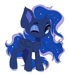 blue_body blue_fur blue_hair chibi ear_tuft eyebrows eyelashes female feral fur hair hooves horn inner_ear_fluff one_eye_closed solo tuft wings xsatanielx friendship_is_magic hasbro my_little_pony mythology princess_luna_(mlp) equid equine mammal mythological_creature mythological_equine winged_unicorn hi_res