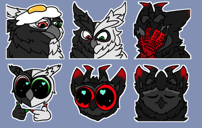 biral blush cetalare egg egg_(food) egg_on_head emotes facepalm finger_poke fried_egg pensive sparkles sparkling_eyes sticker hyperchibiabsol avian bird