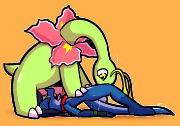 all_fours antennae_(anatomy) anthro anthro_on_feral anthro_penetrating anthro_penetrating_feral arched_back balls bestiality big_penis blue_balls blue_body blue_hair blue_scales blush claws erection eyes_closed fellatio feral feral_penetrated genitals green_body green_scales hair huge_penis kerchief larger_feral larger_male larger_penetrated looking_down male male/male male_penetrated male_penetrating male_penetrating_male mostly_nude motion_lines open_mouth oral penetration penile penis pink_penis red_kerchief scales sex size_difference small_top_big_bottom smaller_anthro smaller_male thrusting toe_claws tongue tongue_out white_claws yellow_antennae yellow_eyes ultilix nintendo pokemon ulti_(ultilix) generation_2_pokemon lizard meganium pokemon_(species) reptile scalie 2025