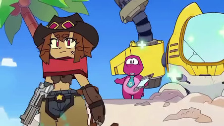 accessory anthro areola armor beach bikini blush brown_areola brown_hair brown_nipples clothing club_arms covering covering_self cowboy_outfit duo ears_as_hair eyewear eyewear_on_head female gameplay_mechanics gauntlets genitals gloves goggles goggles_on_head gun gun_arm hair handgun handwear headband machine male mostly_nude necktie necktie_only nipples nude nude_anthro nude_female plant pubes ranged_weapon revolver safari_outfit surprised swimwear tree two-piece_swimsuit vulva wardrobe_malfunction weapon weapon_arm dragonhonor_(artist) third-party_edit unknown_artist gameoverse glitch_productions gobbles_(gameoverse) kit_bodega dinosaur felid feline mammal prehistoric_species reptile robot scalie 2d_animation animated frame_by_frame no_sound official_art short_playtime video
