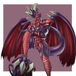 anthro black_body black_scales breasts claws featureless_breasts female horn nude scales solo tail wings noinoirerda konami mythology yu-gi-oh! red_dragon_archfiend dragon duel_monster mythological_creature mythological_scalie scalie 1:1