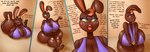 anthro big_breasts big_butt blush breasts buckteeth butt clothing dialogue female green_eyes greeting huge_breasts huge_butt lore machine short_stack solo star teeth text thick_thighs topwear jovi_cap fany_(jovi_cap) animatronic lagomorph leporid mammal rabbit robot absurd_res comic english_text hi_res