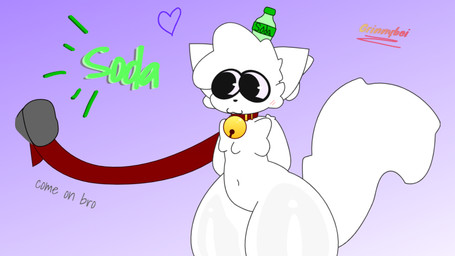 anthro bell bell_collar beverage beverage_bottle bottle collar container femboy leash male soda soda_bottle solo grinnyboithefurry felid feline mammal hi_res