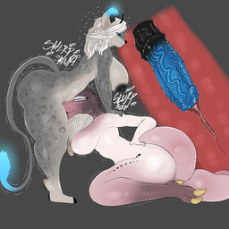 animal_genitalia animal_penis anthro balls barbell_piercing big_balls big_breasts big_butt big_nipples big_penis black_nipples black_sclera blue_eyes blue_penis blue_tail blue_tail_tip bodily_fluids breasts butt deep_throat dipstick_tail duo equine_genitalia equine_penis fellatio female genital_fluids genitals glowing glowing_ear_tips glowing_ears glowing_eyes glowing_genitalia glowing_tail gynomorph hair horn internal internal_oral intersex intersex/female markings nipple_barbell nipple_piercing nipples oral oral_canal oral_only oral_penetration penetration penile penis piercing precum saggy_balls saliva scrotum_flap sex shaking size_difference tail tail_markings thick_tail thick_thighs trembling vein veiny_balls veiny_penis white_hair white_nipples wide_hips slinkmayker neia_(rivetstheblue) riva_(rivetstheblue) demon felid hybrid mammal pantherine reptile scalie snake snow_leopard 1:1 absurd_res hi_res