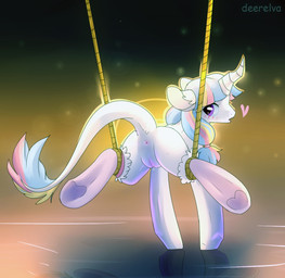 anus bdsm bondage bound butt clothing female feral footwear genitals hair heart_symbol horn legwear nude ponytail socks solo submissive submissive_female tail vulva conditional_dnp elvche hasbro my_little_pony mythology fan_character equid equine mammal mythological_creature mythological_equine unicorn digital_media_(artwork) hi_res source_request