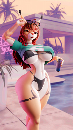 anthro big_breasts bikini black_bikini black_clothing black_swimwear breasts brown_body brown_fur brown_hair can clothed clothing container female fur hair holding_can holding_container holding_object long_hair multicolored_body multicolored_fur orange_eyes skimpy solo swimwear two-piece_swimsuit two_tone_body two_tone_fur white_body white_fur wide_hips imrs_21 mayosplash_(modeler) ashley_(ashleyanimate) caracal caracal_(genus) felid feline mammal 2026 3d_(artwork) 9:16 absurd_res digital_media_(artwork) hi_res