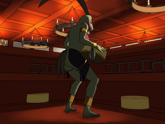 anthro anthrofied bartender breasts butt chandelier cheese dairy_products female food jewelry low-angle_view medium_breasts pokemorph silk slave solo tavern tutankabron2uv nintendo pokemon generation_3_pokemon grovyle pokemon_(species) 4:3 digital_media_(artwork) hi_res