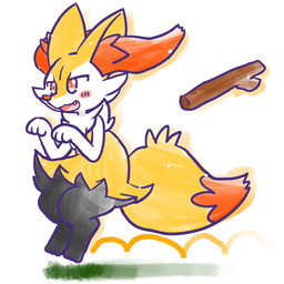 ambiguous_anthro ambiguous_gender anthro biped blush blush_stickers bouncing cute_fangs digitigrade dipstick_tail drop_shadow fangs jumping markings midair open_:3 open_mouth open_smile paw_pose pose side_view simple_background smile snout solo stick tail tail_markings teeth annyui0611 nintendo pokemon braixen canid generation_6_pokemon mammal pokemon_(species) 1:1 2024 digital_drawing_(artwork) digital_media_(artwork) full-length_portrait hi_res japanese_description portrait translated_description