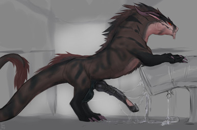 animal_genitalia animal_penis balls big_balls big_penis bodily_fluids breeding_mount brown_body brown_fur claws dark_body dark_fur digitigrade dripping equine_genitalia equine_penis excessive_genital_fluids excessive_precum feral fur genital_fluids genitals greyscale_background horn huge_penis hybrid_genitalia hybrid_penis knot knotted_equine_penis knotted_penis long_tail male multicolored_penis penis precum precum_drip precum_on_ground precum_puddle precum_string simple_background solo tail two_tone_penis laobai mythology bai_(laobai) dragon felkin furred_dragon furred_scalie mythological_creature mythological_scalie scalie absurd_res colored_sketch hi_res sketch