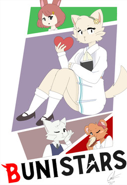 anthro blue_clothing blue_topwear bottomwear brown_body brown_fur button_(fastener) clothed clothing female fingers flower_accessory fur group hair heart_nose heart_symbol looking_at_another male open_mouth school school_uniform shirt simple_background skirt smile tail text tongue topwear uniform cookiespug beastars chloe_(buniberuang) disty_aulia_salsabila fabi_(buniberuang) lio_(buniberuang) liona_dewi_anggraini animal_humanoid bear human humanoid lagomorph lagomorph_humanoid leporid_humanoid mammal mammal_humanoid rabbit_humanoid comic digital_media_(artwork) english_text hi_res