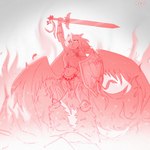anthro armor biped clothed clothing ear_piercing eyebrows eyelashes facial_piercing feathered_wings feathers female green_eyes hair holding_melee_weapon holding_object holding_shield holding_sword holding_weapon horn long_hair melee_weapon midriff multiple_piercings navel nose_piercing nose_ring piercing raised_arm ring_piercing septum_piercing septum_ring shield solo standing sword weapon wings spider_bones bridgette_(spider_bones) bovid caprine goat mammal 1:1 2025 digital_media_(artwork) hi_res pink_theme shaded