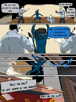 animal_genitalia anthro balls biped dialogue fully_sheathed genitals hero male male_anthro nude sheath superhero text villainous drago-kun darkpup canid canine canis mammal wolf comic english_text hi_res