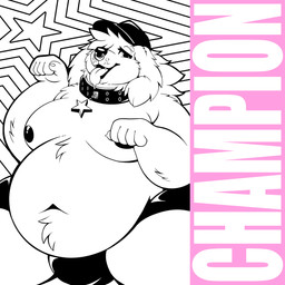 anthro areola arm_tuft baseball_cap belly belly_tuft big_belly bottomwear bulge clothed clothing collar facial_piercing floppy_ears hat headgear headwear male moobs navel nipples nose_piercing nose_ring overweight overweight_anthro overweight_male paw_pose piercing pose ring_piercing shorts shoulder_tuft snout solo star text tongue tongue_out topless tuft hotpinkwolf can_of_bliss canid canine canis domestic_dog mammal 1:1 2025 absurd_res album_cover cover english_text hi_res