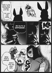anthro chokehold cigar dialogue eye_scar facial_hair facial_scar fight fighting_ring group gynomorph hair hair_over_eye intersex male muscular muscular_intersex muscular_male mustache scar text peculiart ruth_(peculiart) lagomorph leporid mammal rabbit comic english_text hi_res monochrome