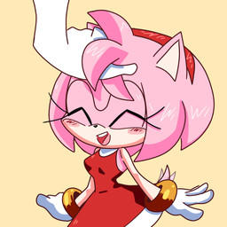 anthro blush clothing disembodied_hand dress duo eyes_closed female headpat petting simple_background tail tail_motion tailwag unknown_artist sega sonic_the_hedgehog_(series) amy_rose anon eulipotyphlan hedgehog human mammal 1:1 source_request