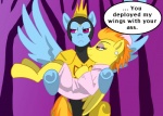 blue_body blue_feathers blue_fur dialogue duo feathered_wings feathers female fur hair multicolored_hair parody rainbow_hair spread_wings text wing_boner wings mlpendlessnight adult_swim cartoon_network friendship_is_magic hasbro my_little_pony mythology the_venture_bros. doctor_girlfriend rainbow_dash_(mlp) spitfire_(mlp) the_monarch wonderbolts_(mlp) equid equine mammal mythological_creature mythological_equine pegasus 2011 crossover english_text