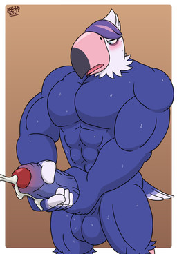 5_fingers abs anthro balls beak biceps big_balls big_muscles big_penis biped blue_eyes blush bodily_fluids crossgender cum cumshot ejaculation erection feathers fingers foreskin front_view ftm_crossgender genital_fluids genitals glans grey_beak hair huge_balls huge_penis humanoid_genitalia humanoid_penis male masturbation multicolored_beak multicolored_body multicolored_feathers muscular muscular_anthro muscular_male non-mammal_balls open_beak open_mouth orgasm pecs penis pink_tongue purple_body purple_feathers purple_hair red_glans scutes solo sweat tail tail_feathers tongue two_tone_beak vein veiny_penis white_body white_feathers yellow_beak pizzaozzy animal_crossing nintendo quinn_(animal_crossing) accipitrid accipitriform avian bird eagle 2021 absurd_res dated digital_media_(artwork) hi_res shaded signature