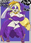 anthro areola big_breasts blonde_hair breasts buckteeth cleavage clothed clothing female footwear hair high_heels huge_breasts legwear shoes short_stack simple_background solo teeth text thick_thighs thigh_highs jyto mario_bros nintendo super_mario_odyssey broodal hariet_(mario) lagomorph leporid mammal rabbit english_text hi_res