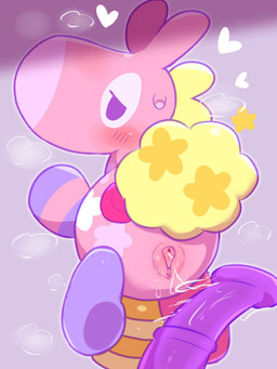 after_vaginal animal_dildo animal_sex_toy blush bodily_fluids clitoris dildo equine_dildo featureless_legs female female_feral feral flared_dildo floating genital_fluids genitals half-closed_eyes heart_symbol hearts_around_head looking_back_at_self markings medial_ring multicolored_body narrowed_eyes outline pink_body purple_background purple_body purple_outline quadruped rear_view sex_toy simple_background simple_eyes solo steam sweat tail two_tone_body vaginal_fluid_string vaginal_fluids vulva yellow_body yellow_tail badwingm bemani konami pop'n_music roly-pony_(pop'n_music) asinus donkey equid equine mammal 2025 3:4 digital_drawing_(artwork) digital_media_(artwork) hi_res shaded soft_shading