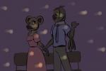 2019 3:2 anthro avian beak bird brown_body brown_fur clothed clothing comic dress duo female fur hyena hyena_girl_(study_partners) male mammal necktie owl owl_boy_(study_partners) spotted_hyena study_partners thunderouserections young