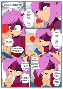 blowjob_face bodily_fluids breasts choker cleavage clothed clothing erection fellatio female genitals half-closed_eyes hand_on_another's_head irrumatio jewelry male motion_lines narrowed_eyes necklace open_mouth oral penile penis penis_in_mouth sex sweat sweatdrop text vein veiny_penis joykill sega sonic_the_hedgehog_(series) sonic_underground sonia_the_hedgehog sonic_the_hedgehog english_text hi_res