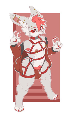 anthro areola armpit_hair barbell_piercing body_hair bulge clothed clothing collar colored_nails countershade_torso countershading detailed_bulge ear_piercing eyeshadow gesture grey_body hair hand_gesture harness inner_ear_fluff jacket looking_at_viewer makeup male nails nipple_dip nipple_piercing nipples o-ring open_clothing open_jacket open_topwear piercing pube_peek pubes red_clothing red_eyes red_eyeshadow red_hair red_nails red_thong red_underwear solo thick_thighs thong tongue tongue_out topwear tuft underwear v_sign white_body white_hair wide_hips aruuraaru canid mammal 2025 absurd_res hi_res