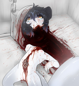adolescent amputee anthro bathroom blood blood_splatter bodily_fluids breasts child_murder crying death decapitation disability disembowelment female forced genitals gore gore_focus grotesque_death guts gutspill helpless intestines killing missing_arm organs pain small_breasts snuff solo tears vulva young young_anthro gorebunny chinchilla chinchillid mammal rodent absurd_res hi_res