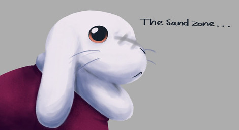 ambiguous_gender black_nose brown_eyes cloak clothing dewlap_(anatomy) facial_scar feral feralized floppy_ears fur grey_background lop_ears mouth_closed red_cloak red_clothing scar side_view simple_background solo text whiskers white_body white_fur oofmasterxd cave_story king_(cave_story) lagomorph leporid mammal mimiga rabbit 2025 english_text spanish_description widescreen male_(lore)