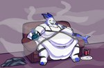 alcohol anthro beer beverage bong drugs furniture male marijuana morbidly_obese nude obese obese_anthro obese_male overweight overweight_anthro overweight_male slob smoking smoking_bong sofa solo substance_intoxication noctoon manokit 2022 absurd_res colored digital_media_(artwork) hi_res shaded