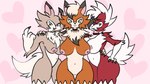 anthro anthrofied arm_around_shoulders big_breasts breasts collar female female/female genitals group nipples nude pink_background pokemorph pussy simple_background trio wide_hips punch_pubby nintendo pokemon canid canine dusk_lycanroc generation_7_pokemon lycanroc mammal midday_lycanroc midnight_lycanroc pokemon_(species) 16:9 hi_res widescreen