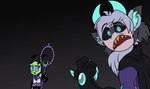 blue_eyes bubble_wand clothing cythraul female food freckles gloves glowing glowing_eyes handwear horn humor male mane mochi hyperchibiabsol disney invader_zim nickelodeon the_emperor's_new_groove alien demon irken meme