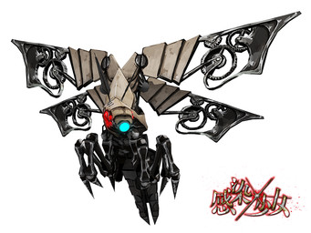 1_eye 4_wings ambiguous_gender antennae_(anatomy) blue_eyes feral glowing glowing_eyes logo machine mechanical_wings multi_limb multi_wing segmented_body simple_background solo text white_background wings deino_(artist) arthropod insect lepidopteran moth robot robot_feral 2018 3d_(artwork) 4:3 autodesk_3ds_max_(artwork) digital_media_(artwork) japanese_text