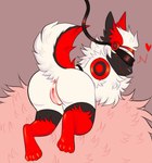 anthro bdsm bed blindfold collar female fluffy furniture heart_symbol machine smile solo snugsmuggg noisy_(redace83) protogen hi_res