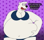 anthro belly belly_grab belly_overhang belly_squish big_belly big_breasts bikini black_nose bloated blue_bikini blue_clothing blue_swimwear breasts burp_fetish burping clothing dialogue female fur hibernation huge_belly hyper hyper_belly morbidly_obese morbidly_obese_anthro morbidly_obese_female navel obese obese_anthro obese_female overweight overweight_anthro overweight_female purple_background simple_background solo squish swimwear text two-piece_swimsuit weight_gain white_body white_fur wolfox90210 the_adventures_of_courdroy_bear bearimore bear mammal polar_bear ursine 2023 english_text hi_res