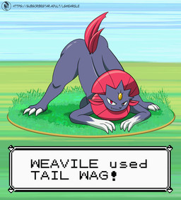 anthro ass_up big_butt breasts butt claws female jack-o'_pose looking_at_viewer nude pose red_eyes simple_background smile solo spread_legs spreading tail teeth text twerking smeargle20 nintendo pokemon generation_4_pokemon mammal pokemon_(species) weavile 2d_animation animated digital_media_(artwork) frame_by_frame url