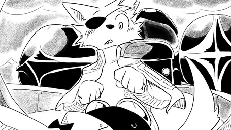 aircraft airship ambiguous_gender anthro blush bow_tie cape clothing cloud deck_(structure) duo eye_patch eyewear glasses looking_down looking_up male shirt topwear upside_down vehicle dragonweirdo gytras_(dragonweirdo) kimera_(dragonweirdo) canid canine canis domestic_cat felid feline felis mammal wolf comic hi_res