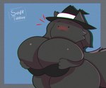 anthro big_breasts breast_squish breasts bursting clothing embarrassed female fuzzy hat headgear headwear huge_breasts solo squish wide_hips witch_hat softtibbies pixcella_(pixcello) 6:5 absurd_res hi_res